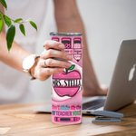 Lápiz de manzana rosa personalizado en 3D Teach Love Inspire Vaso fino de 20 onzas con nombre en reconocimiento al profesor Regalo de vuelta al cole p