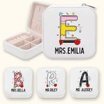 Personalisierte Graffiti Bleistift Apple Portable Schmuck-Box mit Namen Initial Teacher's Day Wertschätzung Geschenk für Lehrer