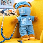 Personalisierter Plüsch Bär mit Schwesternkleidung Spielzeug Anerkennung Geschenk für Arzt Medizinischen Fachmann