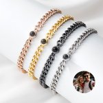 Personlig fotoprojeksjonsboks kjede halskjede Curb Link armbånd Bursdag Valentinsdag gave til menn