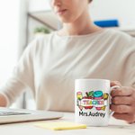 Gepersonaliseerde Potlood Apple Notitieboekje 11oz Keramische Mok met Naam Lerarendag Waardering Terug naar School Cadeau voor Leraar