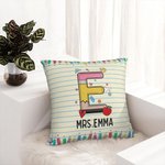 Personalized Pencil Apple Notebook Teacher Throw Pillow with Initial and Name Teacher Appreciation Back to School Gift for Teacher