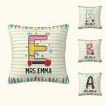 Personalized Pencil Apple Notebook Teacher Throw Pillow with Initial and Name Teacher Appreciation Back to School Gift for Teacher