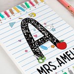 Personalizado lápiz de color Graffiti Papelería Bloc de notas con nombre Inicial Día del Maestro Back to School Regalo para el profesor
