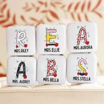 Personalisierte Graffiti Bleistift Apple Portable Schmuck-Box mit Namen Initial Teacher's Day Wertschätzung Geschenk für Lehrer