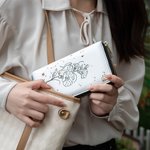 Personalizada Zodiaco Nacimiento Flor Cartera de mano portátil de cuero con nombre y múltiples compartimentos Cumpleaños Aniversario de regalo para las mujeres
