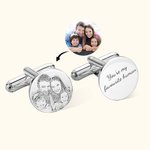 Personalised Portrait Photo Cufflinks with Engraved Text Father's Day Valentine's Day Gift for Men