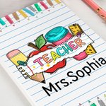 Personalisierte Bleistift Apple Lehrer A5 liniertes Notizbuch mit Namen Teacher's Day Wertschätzung zurück zu Schule Geschenk für Lehrer
