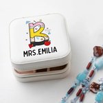 Personalisierte Graffiti Bleistift Apple Portable Schmuck-Box mit Namen Initial Teacher's Day Wertschätzung Geschenk für Lehrer