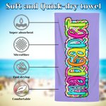 Personalised Oversized Quick Dry Bright Paisley Floral Beach Towel with Name Birthday Summer Holiday Party Gift for Her