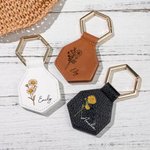 Set di 2 clip per cappello in pelle magnetico personalizzato con fiore di nascita e nome tre forme accessorio da viaggio regalo per lei