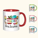 Gepersonaliseerde Potlood Apple Notitieboekje 11oz Keramische Mok met Naam Lerarendag Waardering Terug naar School Cadeau voor Leraar
