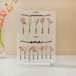 Personalisierte Acryl-Platte First Mama Now Oma Geburtsblume Rechteck Haus Deko mit Sockel Muttertag Geschenk für Oma Mama