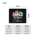 Alfombrilla de ratón personalizada Retro ABCD Teacher Tour con personaje de dibujos animados y nombre Agradecimiento Regalo de vuelta al cole para el 