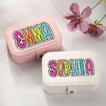 Personalized Portable Dalmatian Dots Jewelry Box with Rainbow Name Birthday Wedding Bachelorette Party Gift for Her