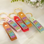 Personalized Multicolor Dalmatian Dots Leather Keychain with Name Wedding Party Birthday Gift for Her