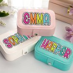 Personalized Portable Dalmatian Dots Jewelry Box with Rainbow Name Birthday Wedding Bachelorette Party Gift for Her