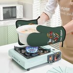 Set de guantes y agarradores de olla personalizados con texto y lazo para colgar para los amantes de la cocina