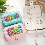 Personalized Portable Dalmatian Dots Jewelry Box with Rainbow Name Birthday Wedding Bachelorette Party Gift for Her