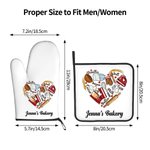 Set de guantes y agarradores de olla personalizados con texto y lazo para colgar para los amantes de la cocina