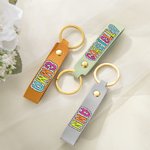 Personalized Multicolor Dalmatian Dots Leather Keychain with Name Wedding Party Birthday Gift for Her