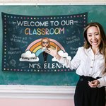 Personlig tecknad regnbåge Välkommen till vårt klassrum gobeläng med namn Lärarens dag Tillbaka till skolan Present till lärare