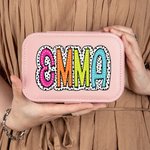 Personalized Portable Dalmatian Dots Jewelry Box with Rainbow Name Birthday Wedding Bachelorette Party Gift for Her