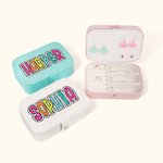 Personalized Portable Dalmatian Dots Jewelry Box with Rainbow Name Birthday Wedding Bachelorette Party Gift for Her