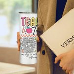Vaso personalizado Retro Neon Letters Teacher Tour 20oz Skinny Tumbler con pajita y cepillo de limpieza Regalo de agradecimiento por la vuelta al cole