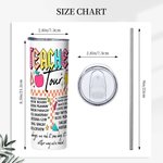 Vaso personalizado Retro Neon Letters Teacher Tour 20oz Skinny Tumbler con pajita y cepillo de limpieza Regalo de agradecimiento por la vuelta al cole