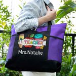 Gepersonaliseerde kleurrijke Apple liniaal ontwerp Leraar Oxford grote tas met naam Terug naar school Waardering Gift voor leerkracht
