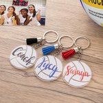 Personalized Sport Theme Volleyball Tassel Acrylic Keychain Bag Charm with Name Set of 2 Birthday Team Gift for Volleyball Lovers