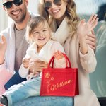 Sac en Toile de Jute Personnalisé avec Nom Cadeau d'Anniversaire de Noël pour Famille Femme Enfant