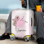 Personalizzato A Girl Who Really Loved Traveling Birth Flower Constellation Luggage Cover Fits 18-32 Inches Suitcase Birthday Gift for Her