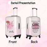 Personalizzato A Girl Who Really Loved Traveling Birth Flower Constellation Luggage Cover Fits 18-32 Inches Suitcase Birthday Gift for Her
