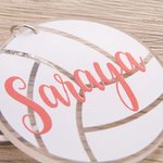 Personalized Sport Theme Volleyball Tassel Acrylic Keychain Bag Charm with Name Set of 2 Birthday Team Gift for Volleyball Lovers