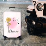 Personalizzato A Girl Who Really Loved Traveling Birth Flower Constellation Luggage Cover Fits 18-32 Inches Suitcase Birthday Gift for Her