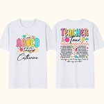 Personalized ABCD Teacher Tour T-shirt and Sweatshirt with Name Appreciation Back to School Gift for Teacher