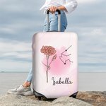Personalizzato A Girl Who Really Loved Traveling Birth Flower Constellation Luggage Cover Fits 18-32 Inches Suitcase Birthday Gift for Her