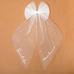 Personalized Pearl White Bride Bow Clip Veil Headdress Hen Party Accessories Engagement Wedding Gift for Her