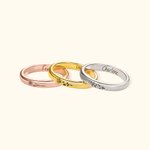 Personalised Engraved Birth Flower Thin Band Ring with Name Minimalist Jewellery Birthday Mother's Day Gift for Her