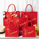 Sac en Toile de Jute Personnalisé avec Nom Cadeau d'Anniversaire de Noël pour Famille Femme Enfant