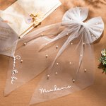 Personalized Pearl White Bride Bow Clip Veil Headdress Hen Party Accessories Engagement Wedding Gift for Her