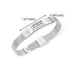 Personalised Adjustable Emergency Medical Alert ID Mesh Band Bracelet with Engraved Text Birthday Gift for Diabetes Allergy Epilepsy Autism