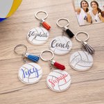 Personalized Sport Theme Volleyball Tassel Acrylic Keychain Bag Charm with Name Set of 2 Birthday Team Gift for Volleyball Lovers