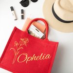 Sac en Toile de Jute Personnalisé avec Nom Cadeau d'Anniversaire de Noël pour Famille Femme Enfant