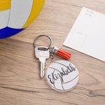 Personalized Sport Theme Volleyball Tassel Acrylic Keychain Bag Charm with Name Set of 2 Birthday Team Gift for Volleyball Lovers