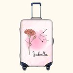 Personalizzato A Girl Who Really Loved Traveling Birth Flower Constellation Luggage Cover Fits 18-32 Inches Suitcase Birthday Gift for Her