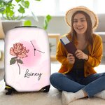 Personalizzato A Girl Who Really Loved Traveling Birth Flower Constellation Luggage Cover Fits 18-32 Inches Suitcase Birthday Gift for Her