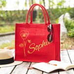 Sac en Toile de Jute Personnalisé avec Nom Cadeau d'Anniversaire de Noël pour Famille Femme Enfant